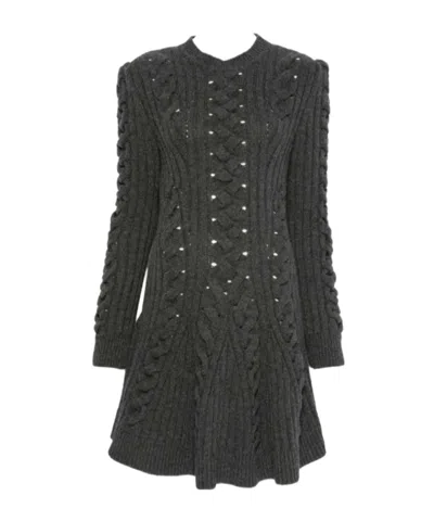Alexander Mcqueen Mini Cable K Dress In Gray
