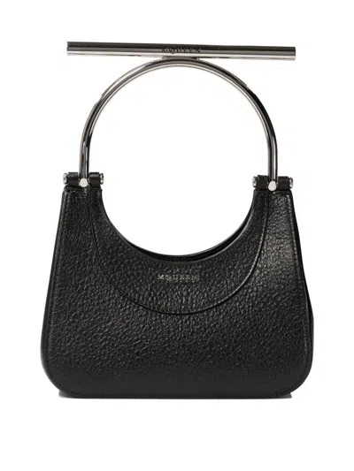 Alexander Mcqueen Structured Leather Cross-bar Bag With Chain Strap In Black