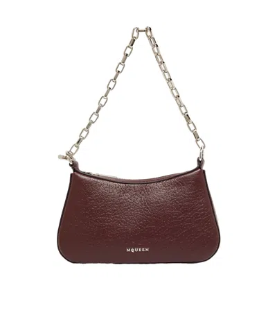 Alexander Mcqueen Textured Leather Chain Strap Mini Bag In Red