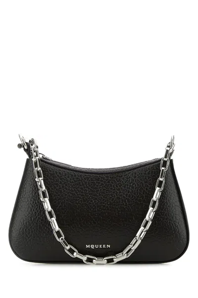 ALEXANDER MCQUEEN ALEXANDER MCQUEEN BLACK LEATHER MINI T-BAR HANDBAG