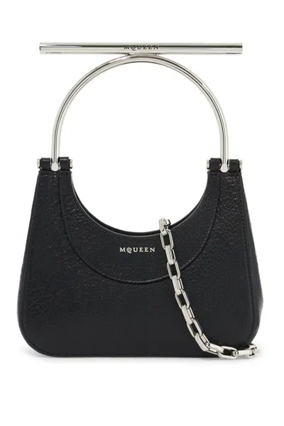Alexander Mcqueen Mini Cross Bar Purse In Black