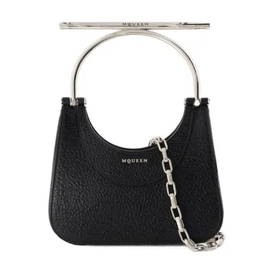 Alexander Mcqueen Mini Cross Bar Purse In Black