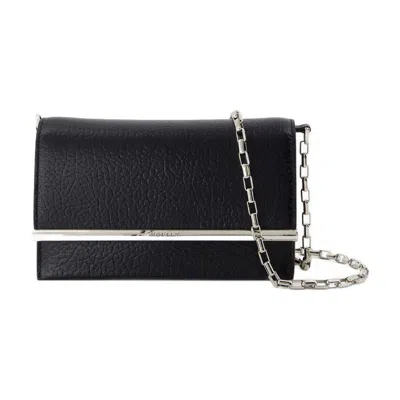 Alexander Mcqueen Mini Cross Bar Purse In Black