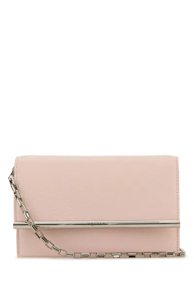 ALEXANDER MCQUEEN ALEXANDER MCQUEEN PINK LEATHER MINI CROSS-BAR CLUTCH