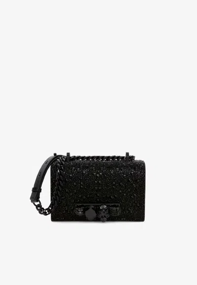 Alexander Mcqueen Mini Crystal Embroidery Jeweled Clutch Bag In Black