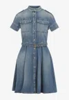 Alexander Mcqueen Mini Denim Dress In Blue