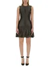 Alexander Mcqueen Metallic-threading Flared Dress In Black