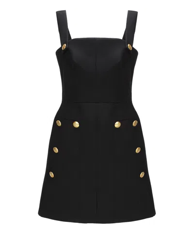 Alexander Mcqueen Military Button-embossed Minidress In Black