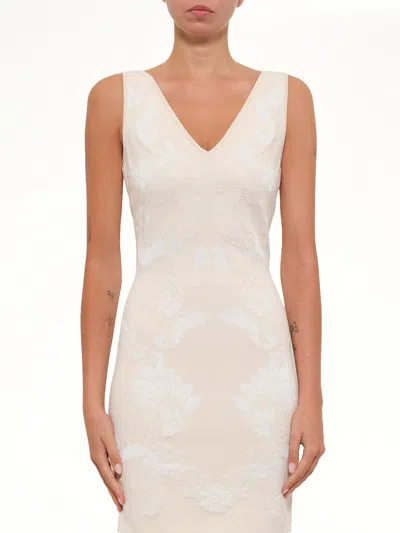 Alexander Mcqueen Mini Dress In Neutral