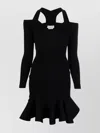 ALEXANDER MCQUEEN MINI DRESS OFF-SHOULDER SILHOUETTE HEM SLEEVES DESIGN