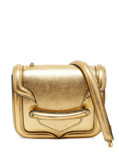 Pre-owned Alexander Mcqueen Mini Heroine Chain Crossbody Bag In Gold