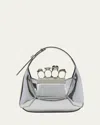 Alexander Mcqueen Mini Jewel Skull Metallic Top-handle Bag In Silver