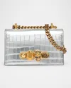 Alexander Mcqueen Mini Jeweled Croc-embossed Satchel Bag