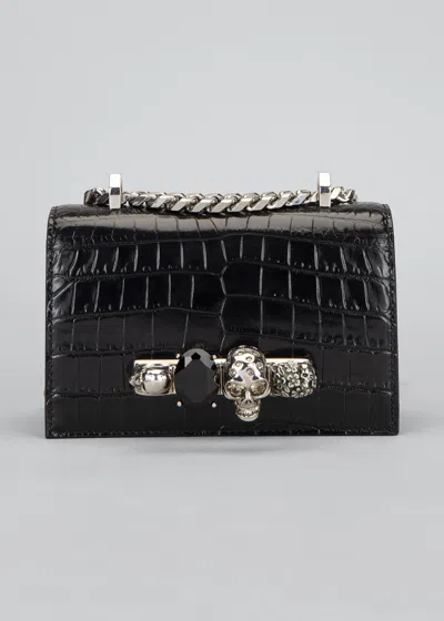 Alexander Mcqueen Mini Jeweled Satchel Bag In Black