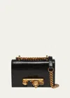 Alexander Mcqueen Black Mini Jewel-decorated Alligator Embossed Shoulder Bag In Black