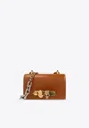 Alexander Mcqueen The Jewelled Satchel Saffiano Leather Shoulder Bag In Brown