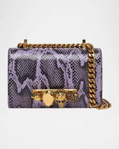 Alexander Mcqueen Mini Jeweled Snake-embossed Chain Shoulder Bag