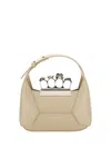 Alexander Mcqueen Sand Leather Mini Jewelled Hobo Handbag In Camel