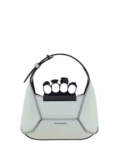 Alexander Mcqueen Mini Jewelled Handbag In White