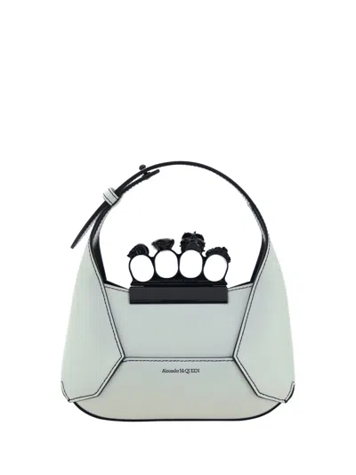 Alexander Mcqueen Jewelled Hobo Mini Handbag In Soft Ivory