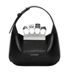 Alexander Mcqueen Mini Jewelled Leather Hobo In Black