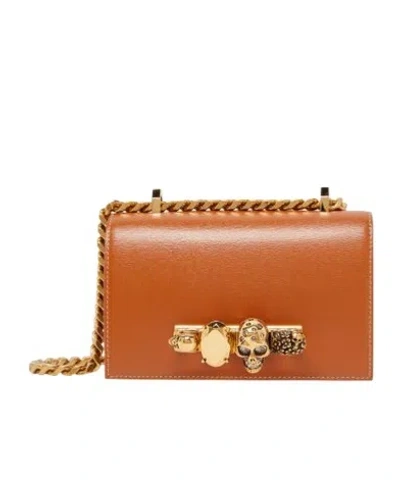 Alexander Mcqueen Mini Jewelled Satchel Bag In Brown