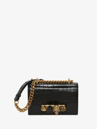 Alexander Mcqueen Mini Jewelled Satchel In Black