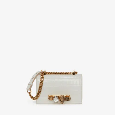 Alexander Mcqueen Mini Jewelled Satchel In Deep Ivory