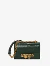 Alexander Mcqueen Mini Jewelled Satchel In Emerald