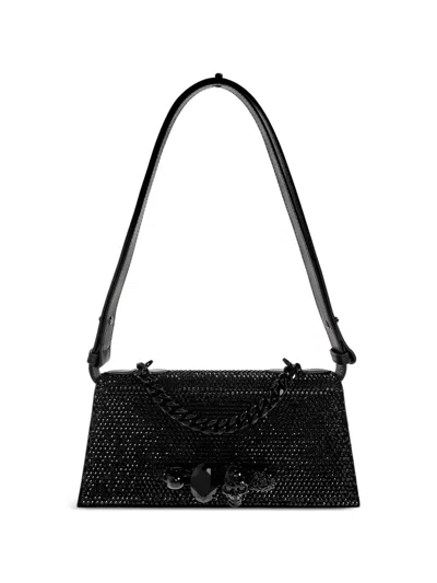 Alexander Mcqueen Mini Jewelled Shoulder Bag In Black