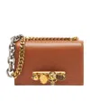 Alexander Mcqueen The Jewelled Satchel Saffiano Leather Shoulder Bag In Brown