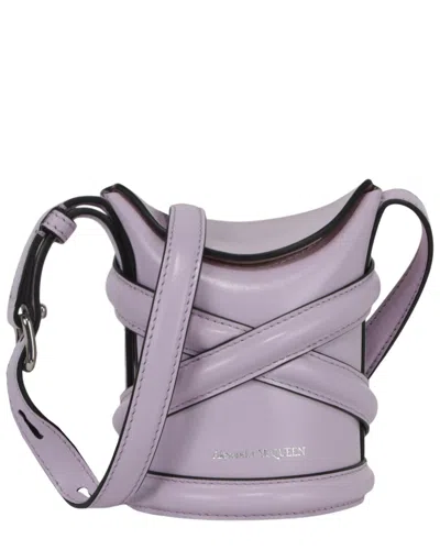 Alexander Mcqueen Mini Leather Bucket Bag In Purple