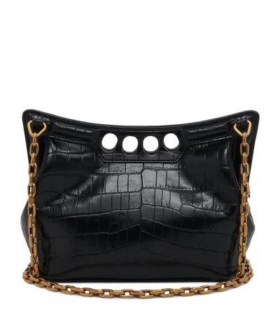 Alexander Mcqueen Mini Leather The Peak Shoulder Bag In Black