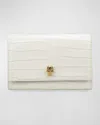 Alexander Mcqueen Mini Mock-croc Crossbody Bag With Small Skull In Ivory