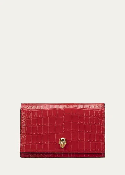 ALEXANDER MCQUEEN MINI MOCK-CROC CROSSBODY BAG WITH SMALL SKULL