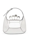 Alexander Mcqueen Mini Jewel Skull Metallic Top-handle Bag In Silver