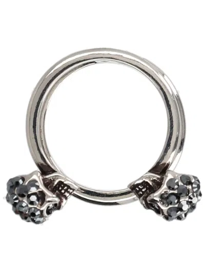 Alexander Mcqueen Mini Skull Anello Ring In Silver