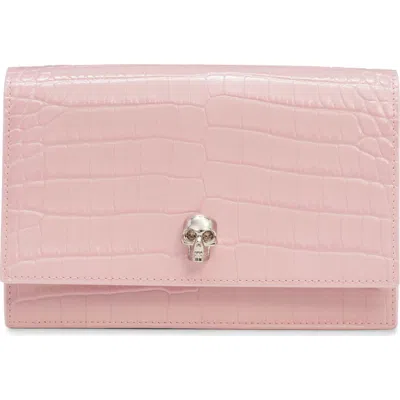 Alexander Mcqueen Mini Skull Croc Embossed Leather Shoulder Bag