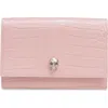 Alexander Mcqueen Mini Skull Croc Embossed Leather Shoulder Bag