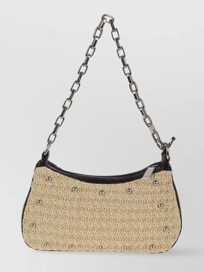 Alexander Mcqueen Mini T-bar Crochet Pouch With Leather Finish