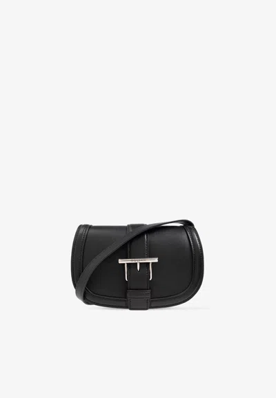 Alexander Mcqueen Mini T-bar Satchel Leather Crossbody Bag In Black