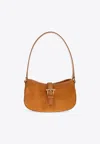 Alexander Mcqueen Mini T-bar Suede Shoulder Bag In Brown