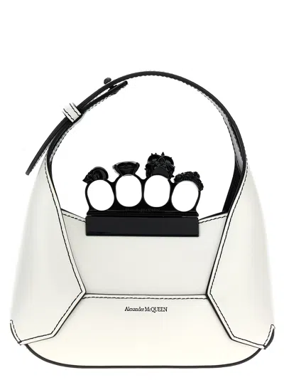 Alexander Mcqueen Mini Jeweled Tote Bag In White