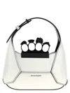 Alexander Mcqueen Leather Jewelled Top-handle Bag In White/black
