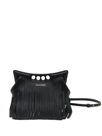 Alexander Mcqueen Mini The Peak Fringes Bag In Black