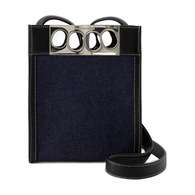 Alexander Mcqueen Denim And Leather Shoulder Bag In Blue
