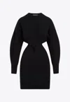 Alexander Mcqueen Mini Wool Twisted Dress In Black