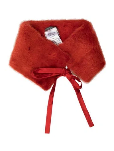 Pre-owned Alexander Mcqueen Mink Shawl In Red
