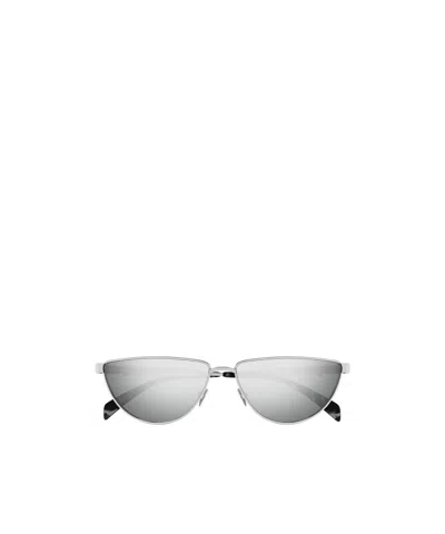 Alexander Mcqueen Mirorred Oval-frame Sunglasses In White