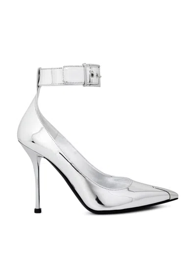 Alexander Mcqueen Mirror Metallic Pumps 100mm For Women In Gray